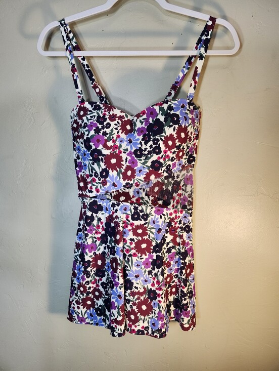 Anne Cole Other - Anne Cole Floral Strap Swimsuit Skirted in White, Purple, Pink